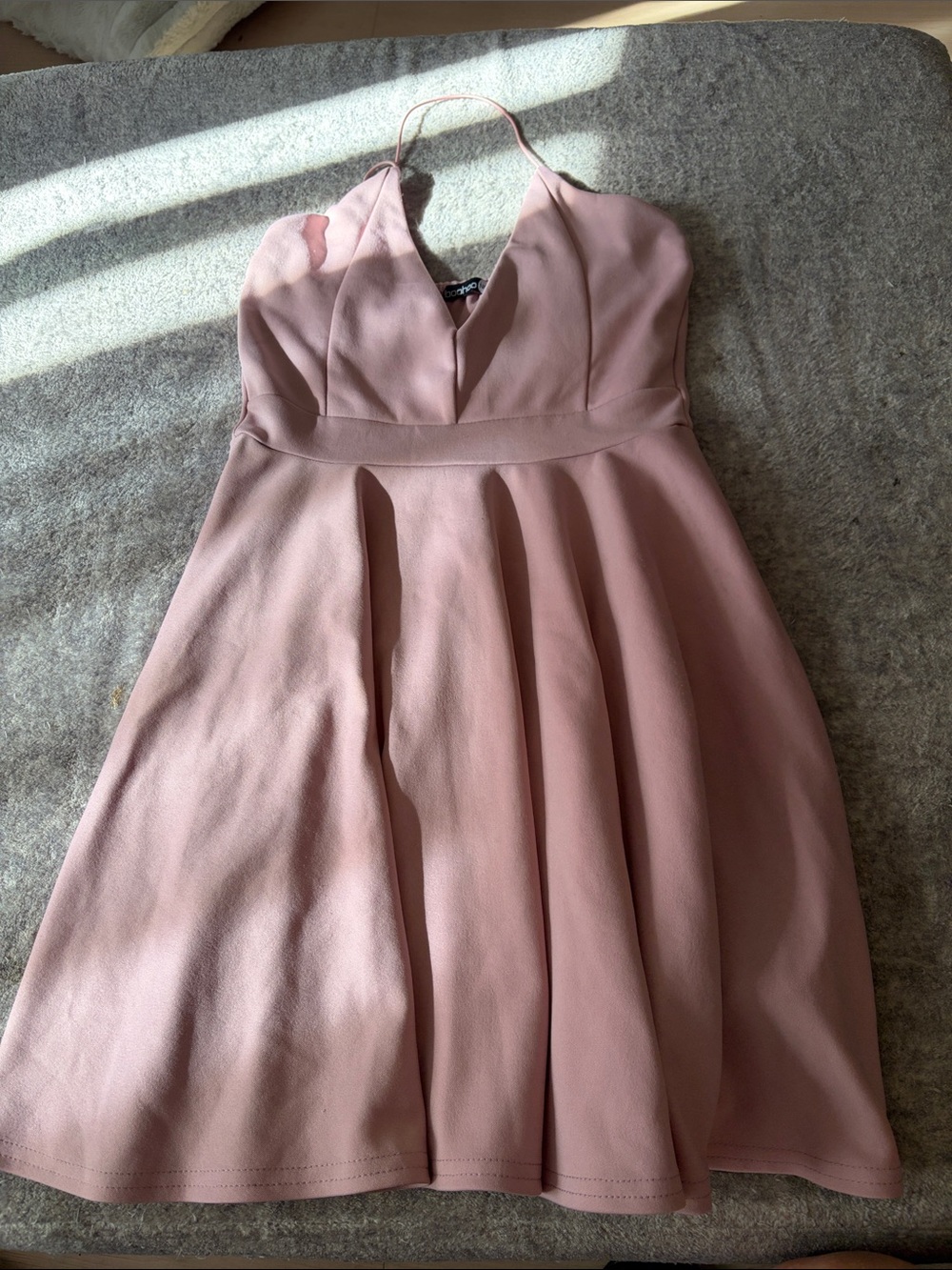 Boohoo Dusty Rose Halter Skater Mini Dress